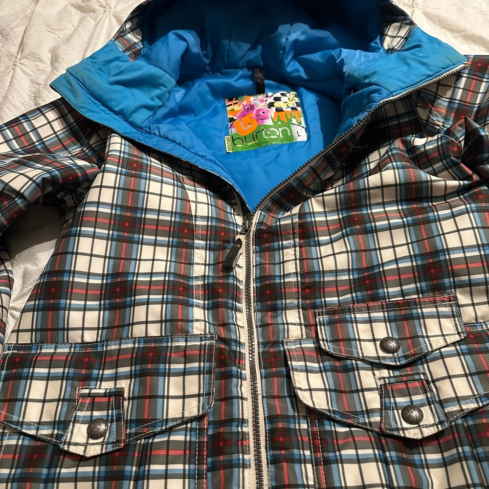 Burton Plaid Ski Jacket with Blue Lining